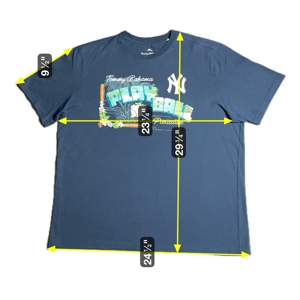 New York Yankees Tommy Bahama Play Ball T-Shirt Navy Blue Size XL MLB Cotton Tee - Picture 3 of 7